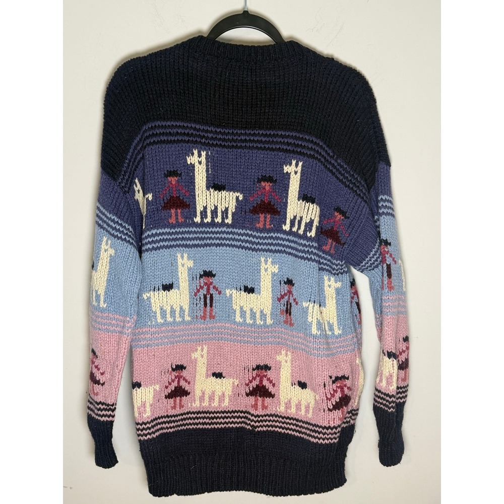 Vintage Maurices Cardigan Novelty Llama 100% Lambswool  Women M Cottagecoreedium - Picture 2 of 7